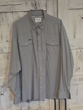 PONCHO Men's Casual Button-Down Shirt - Light Gray